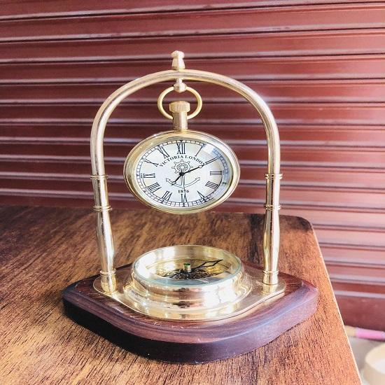 Handmade Brass Desk Clock Style Table Clock Collectible Home Office Decor