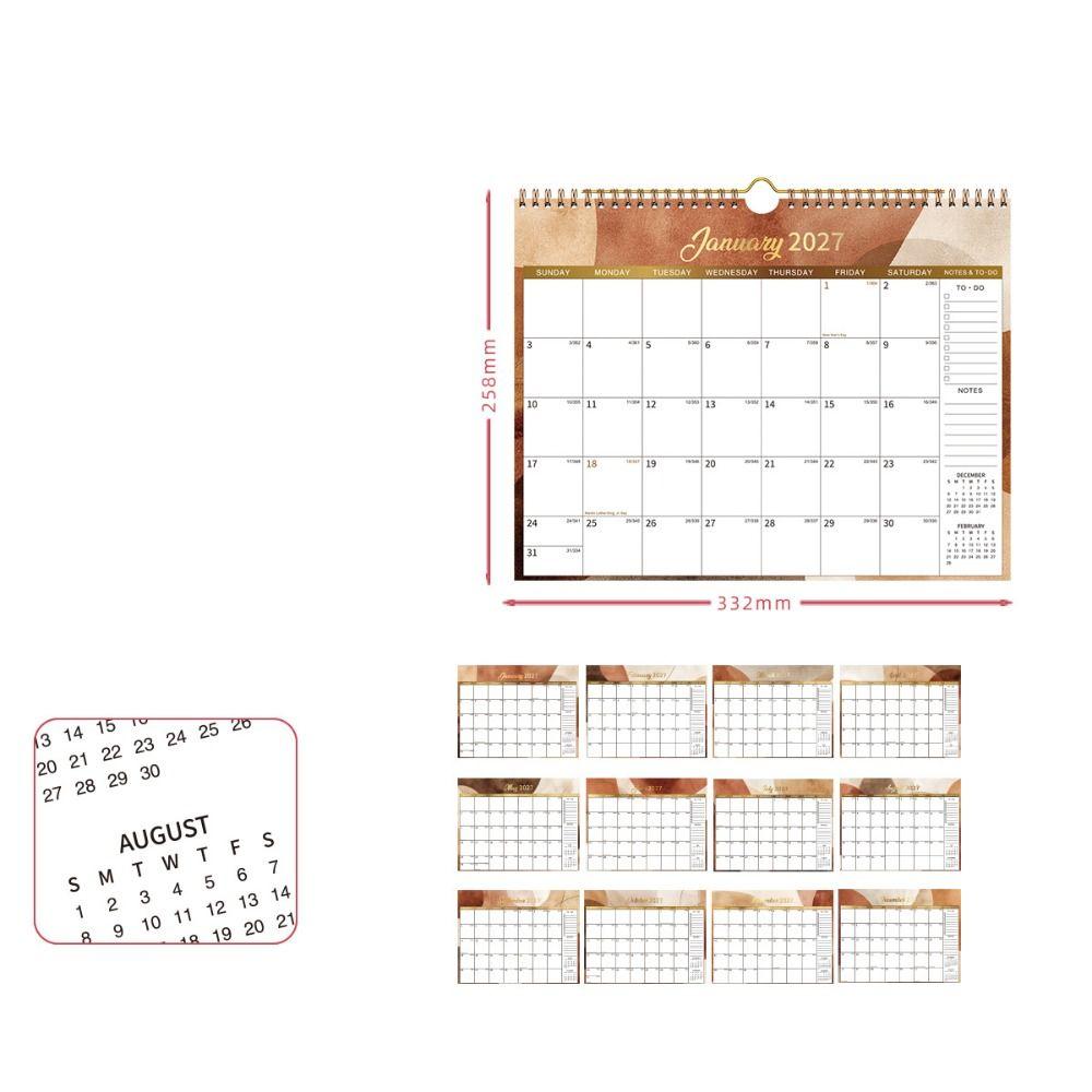 Foldable Double-coil Calendar Oil Painting Style English Calendar 2027 Flower Desk Calendar Home