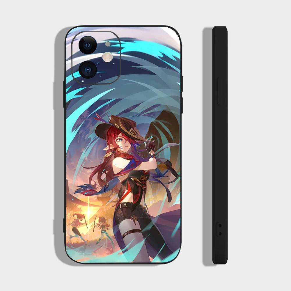 Game Genshin Impact Chasca Phone Case For IPhone 17 Air 16 15 14 13 Pro Max 11 12 Black Silicone Cover