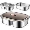 Office Workers Student Microwaveable Bento with Lid Portable Food Storage Container Stainless Steel  Divides Lunch Box