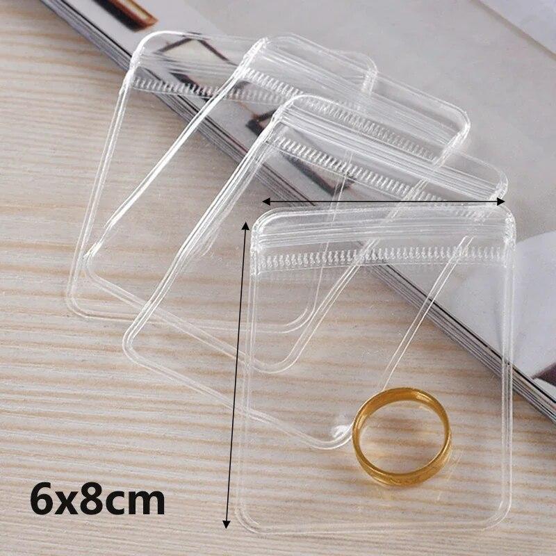 10 шт., прозрачные мешочки для ювелирных изделий из ПВХ, антиокислительная сумка для хранения с застежкой-молнией