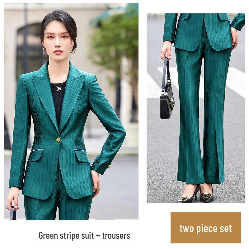 Zihong Костюмный пиджак из ацетата высокого класса в атласную полоску 2024 - Весенне-осенняя богиня деловой одежды.