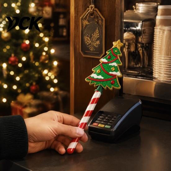 Convenient Checkout Payment Wand Christmas Tap-to-Pay Wand, Candy Cane Handle Credit Card Holder, Cute Magic Holder for Santa Snowman Tree Gingerbread