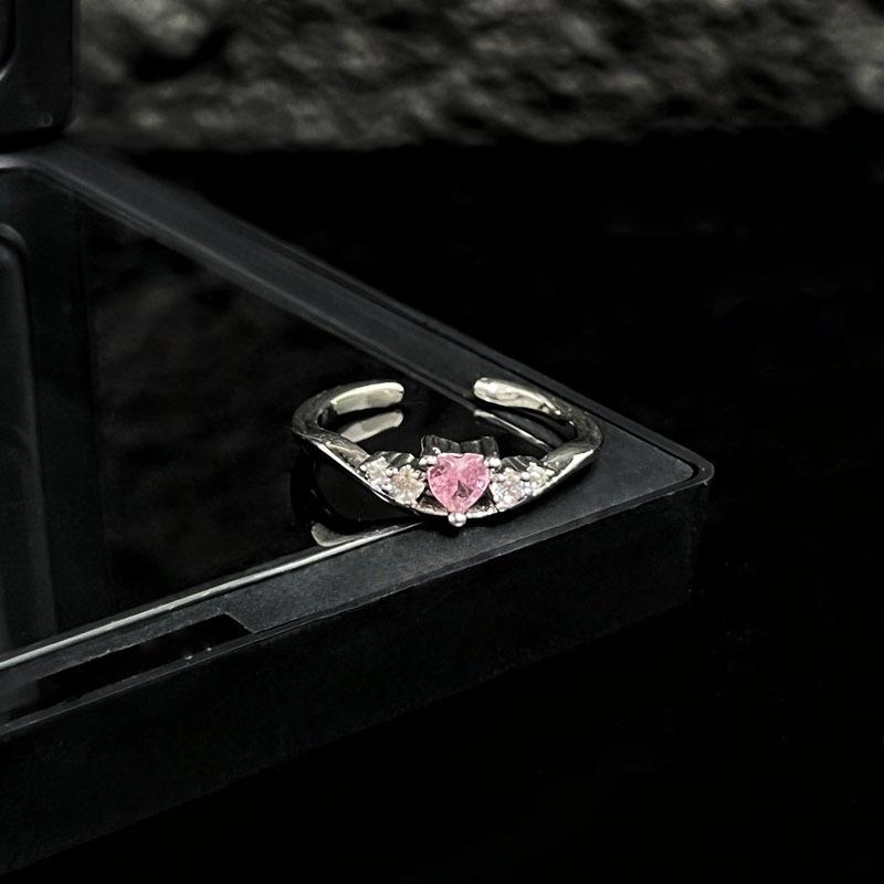 Slightly inlaid romantic pink sweet crit love swan ring female cold wind niche temperament light luxury ring tide