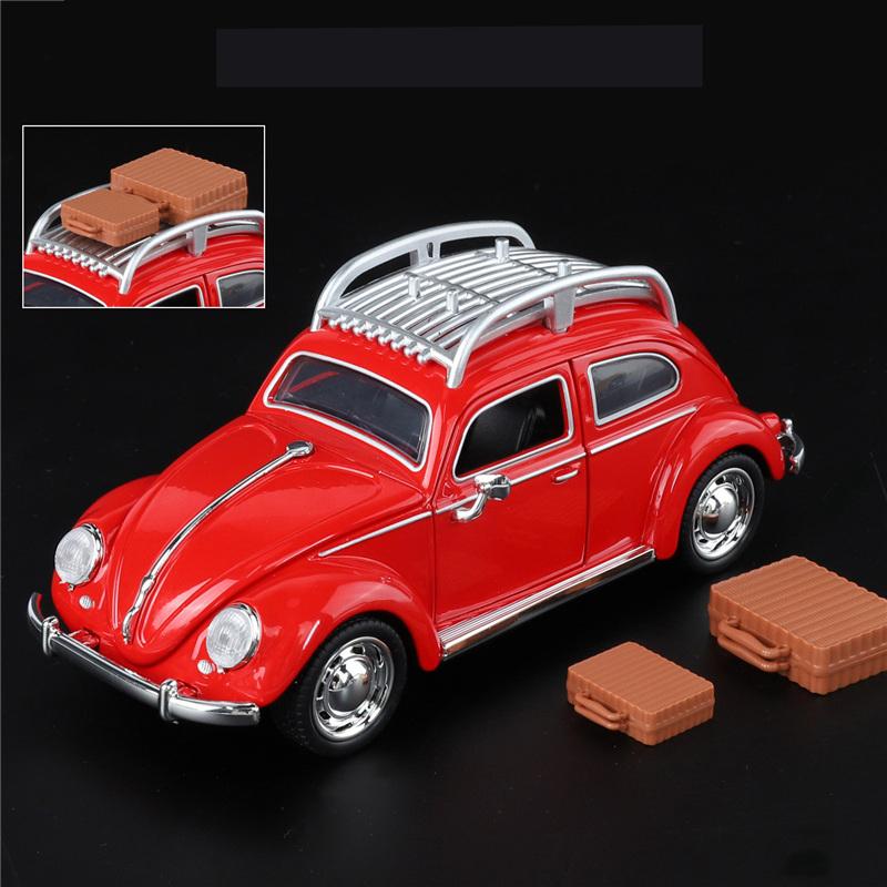 Travel Version 1/32 Beetle Alloy Classic Car Model Diecasts Metal Retro Vehicles Car Model Simulation Sound Light Kids Toys Gift