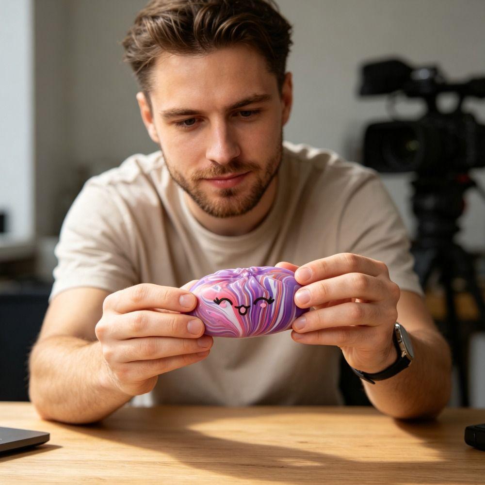Slow Rebound Simulated Steamed Bun Squishy Toy Marble Pattern Fidget Toys  Children's Gifts