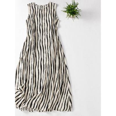 Летнее новое платье миди большого размера без рукавов с круглым вырезом, с принтом, плюс для полных, плюс одежда для внешней торговли, женская одежда