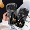 Золотой скачущий конь Хорошо Для iPhone 17 Air 16 15 14 Pro 13 Plus 12 mini 11 Pro Max XR 7 8 Эллиптический Закаленное Стекло Чехол для Телефона