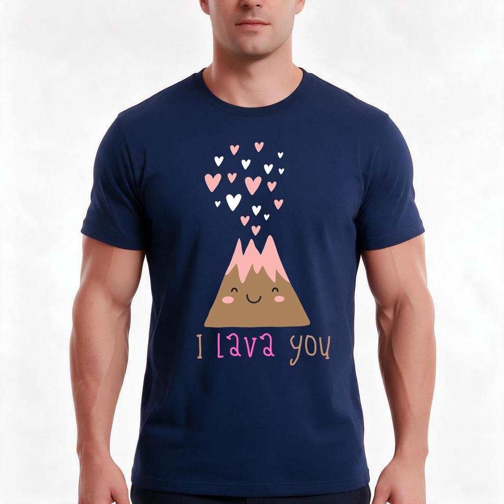 Valentines Day I Lava You Cute Heart Volcano Design Gift Idea For Valentines Day Tshirt Summer Casual Cotton Tee