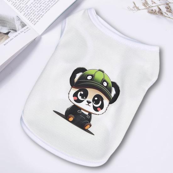 Dog Vest Round Neck Summer Breathable Pet T-shirt Cute Cartoon Animal Print Cat Pullover Pet Fashion Clothes