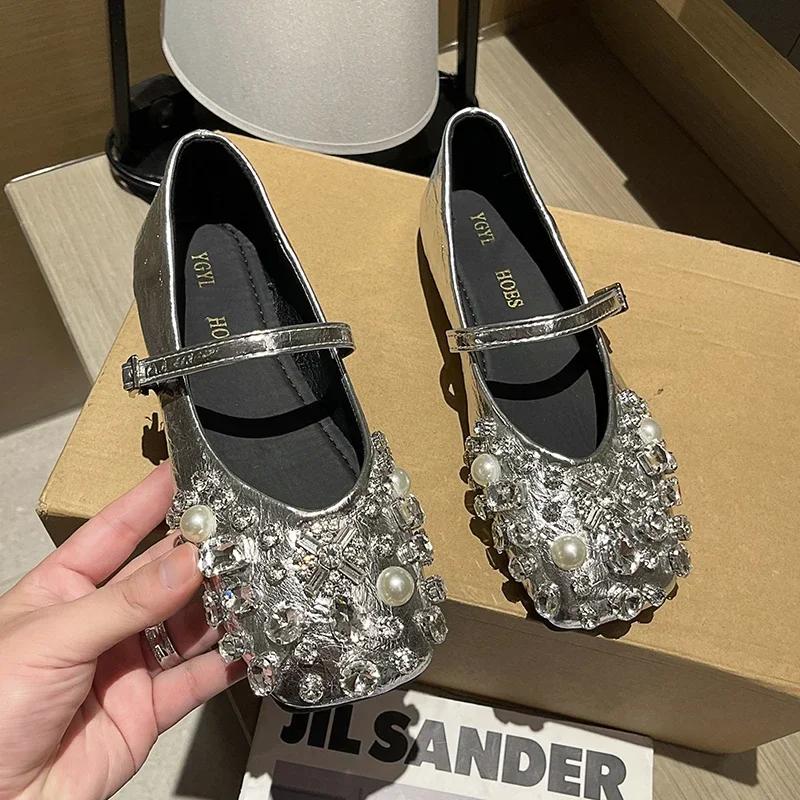 Модные высококачественные летние женские балетки на плоской подошве со стразами, женские мокасины на платформе, сетчатые блестящие женские повседневные туфли с кристаллами