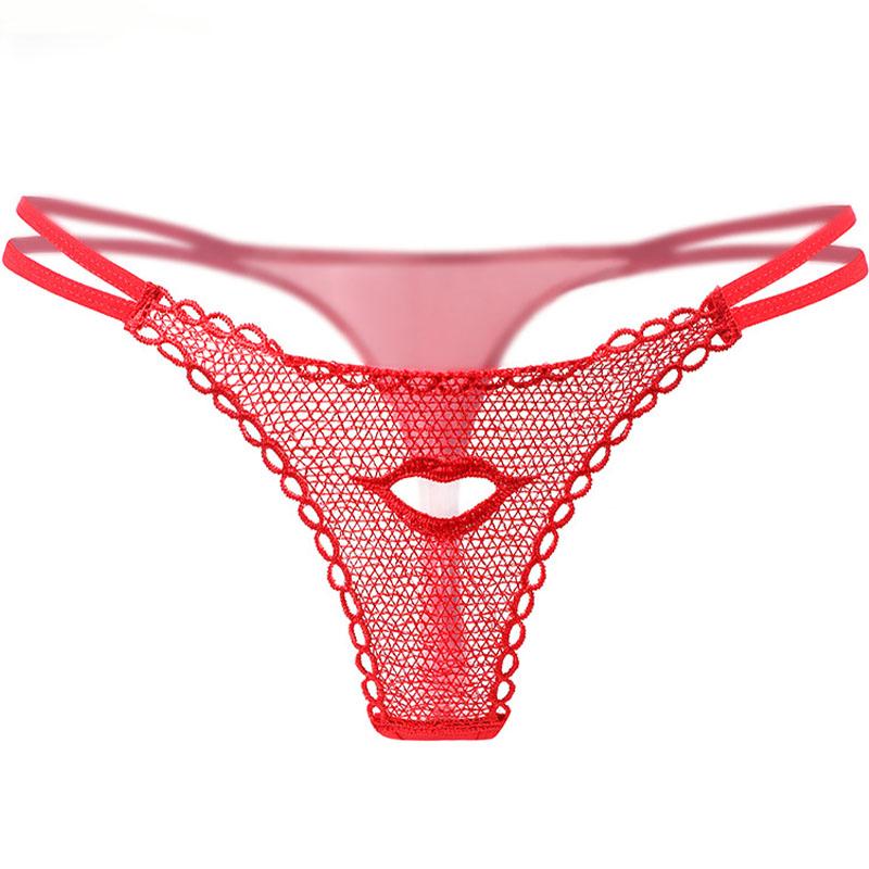 Erotic Red Briefs Women Rose Panties Sheer Lace Girl Sexy Lingerie Low Waist Embroidered Lips Panties