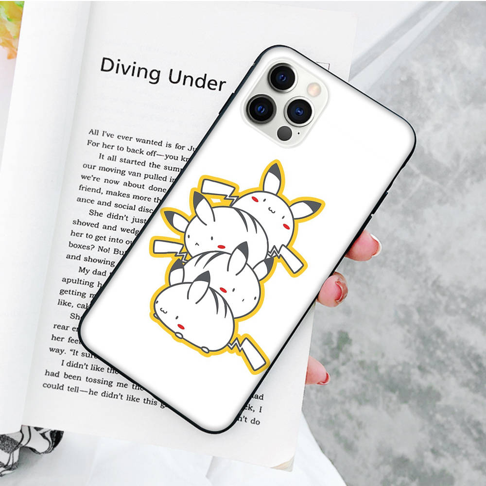 JP35 Pikachu Black Soft Case for Xiaomi Poco X6 X4 M5 M6 F5 F6 C65 C55 C50 C51 C40 Pro Redmi 14C A3X 13C 12C 11T 10A 9C Note 7 6 8A Plus