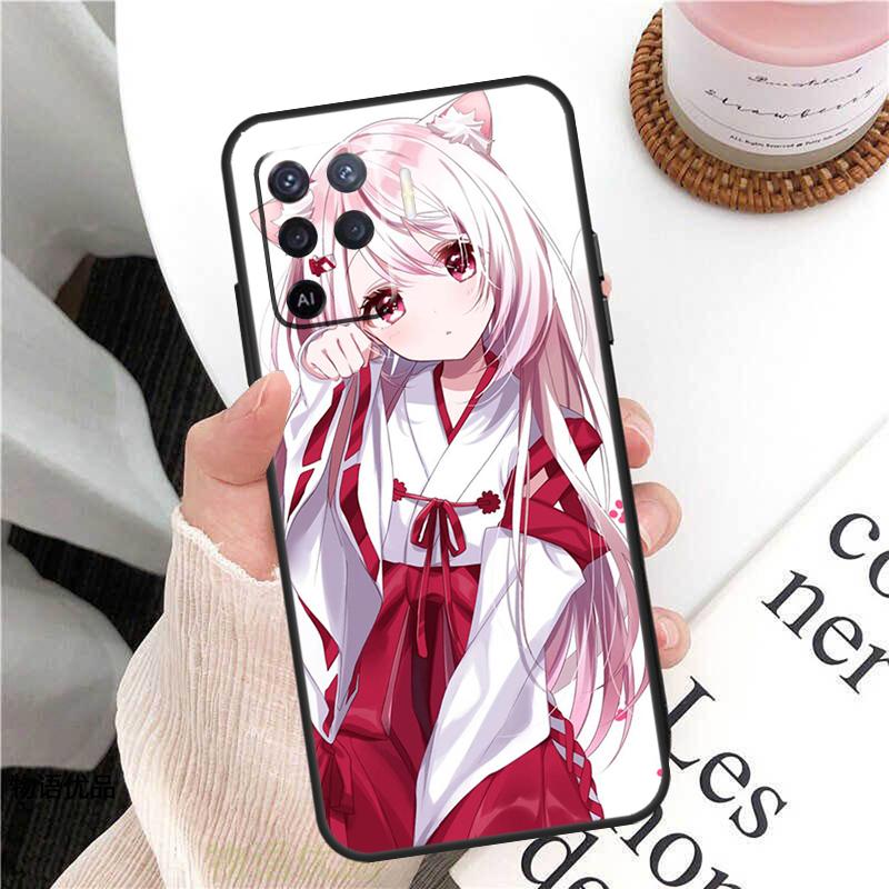 Чехол с аниме-девушкой-кошкой для Oppo A78 A54 A74 A94 A17 A57 A77 A76 A16 A96 A18 A60 A80 A40 A38 A58 A98 A15 A5 Pro