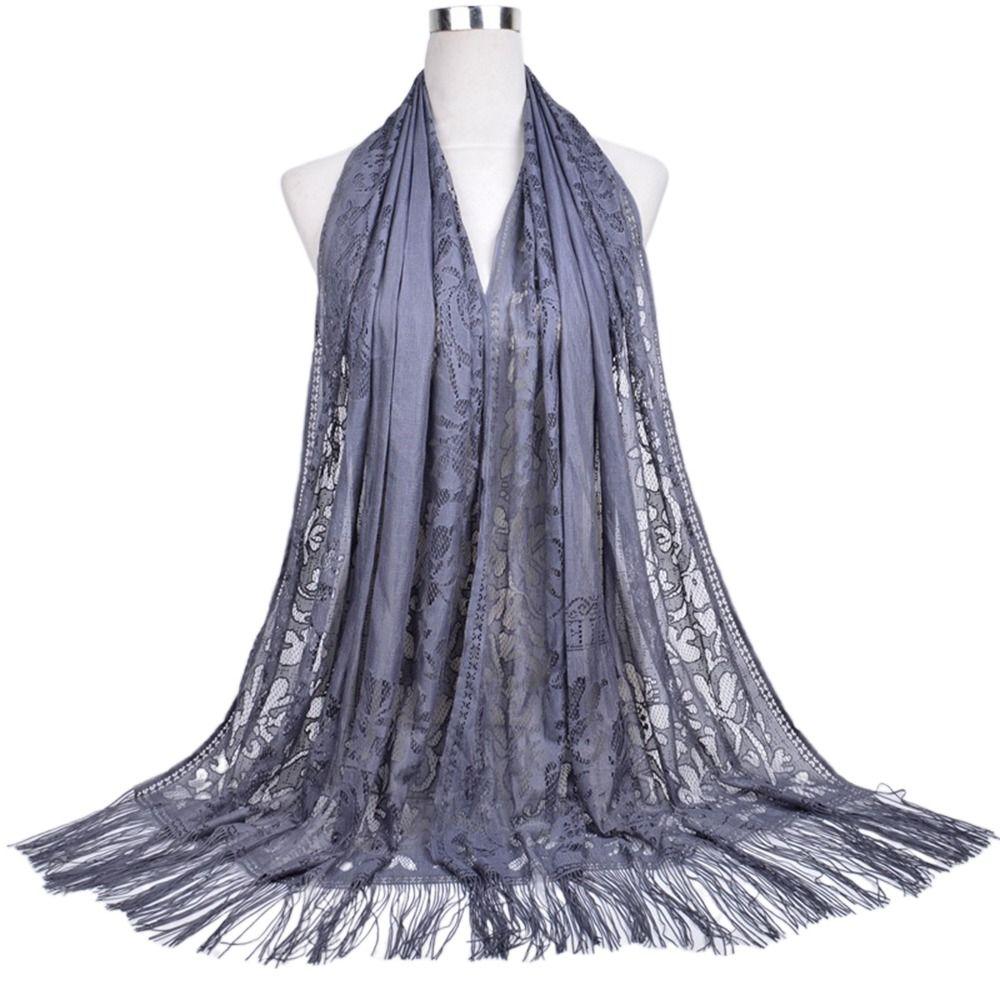 Women Girls Headwear Headscarf Luxury Head Scarves Hijab Shawl Scarf Hollow Tassel Scarf Head Wrap