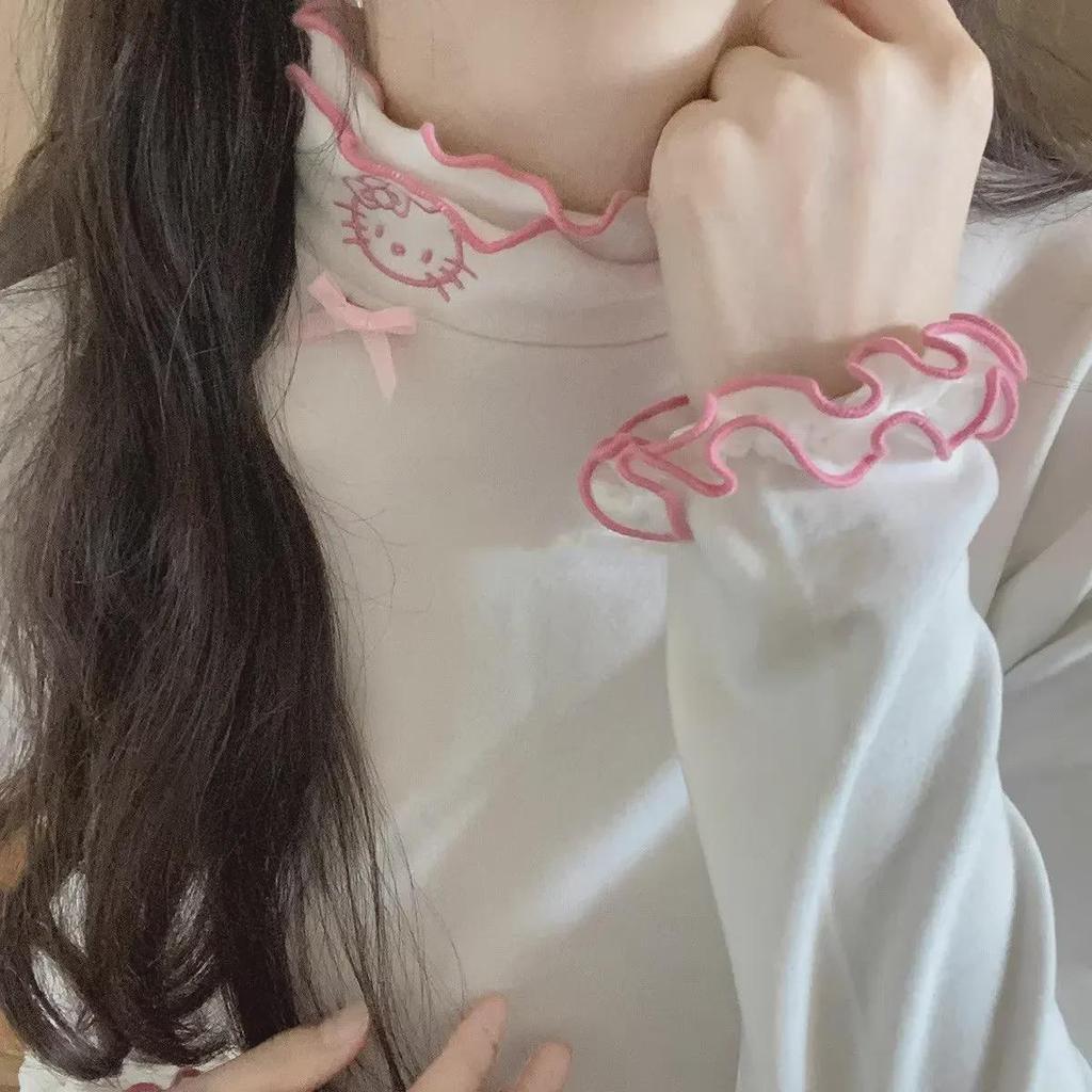 Теплый бархатный женский топ с оборчатым воротником