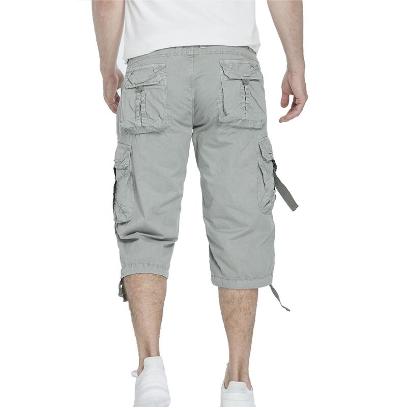 Мужские шорты-карго 3/4, летние повседневные хлопковые армейские брюки с несколькими карманами