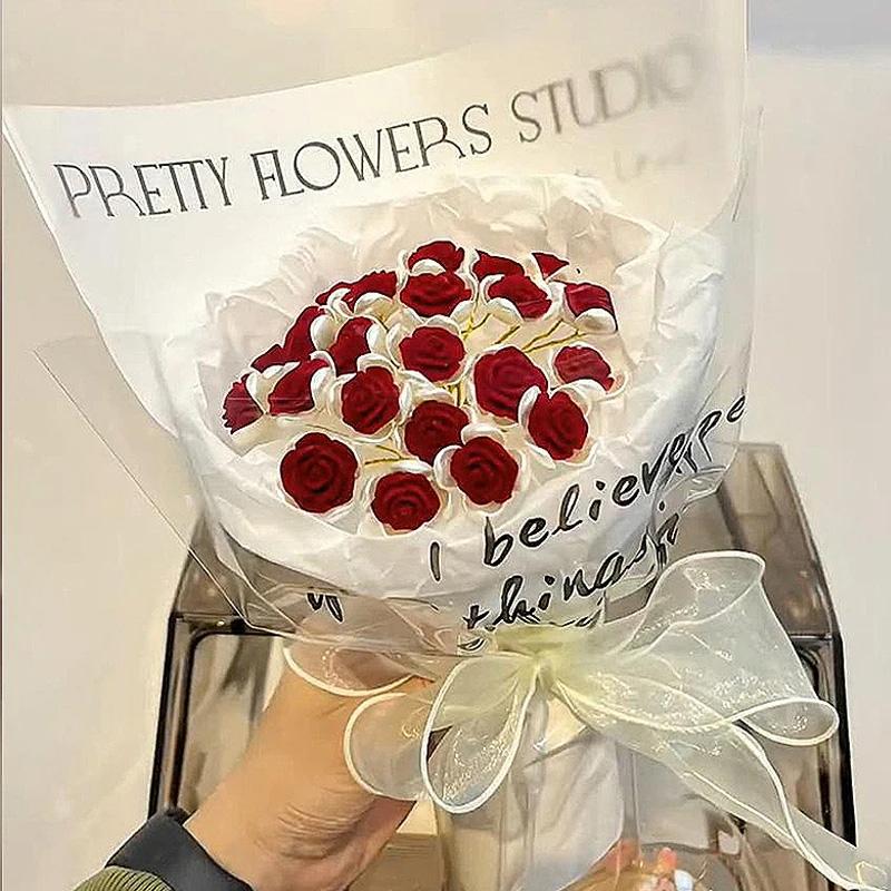 1Set DIY Rose Flower Material Bag Bouquet Not Withering Gift Wedding Party Handmade