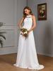 European & American Halter Embroidered Slit Fishtail Evening Dress