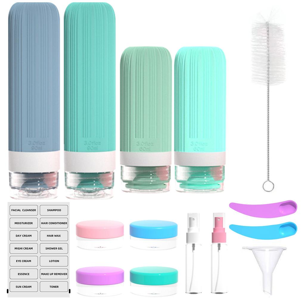 16 Pack Travel Bottles For Toiletries, Large 6oz Silicone Travel Containers Jar For Toiletries, Leak Proof Refillable Liquid Shampoo