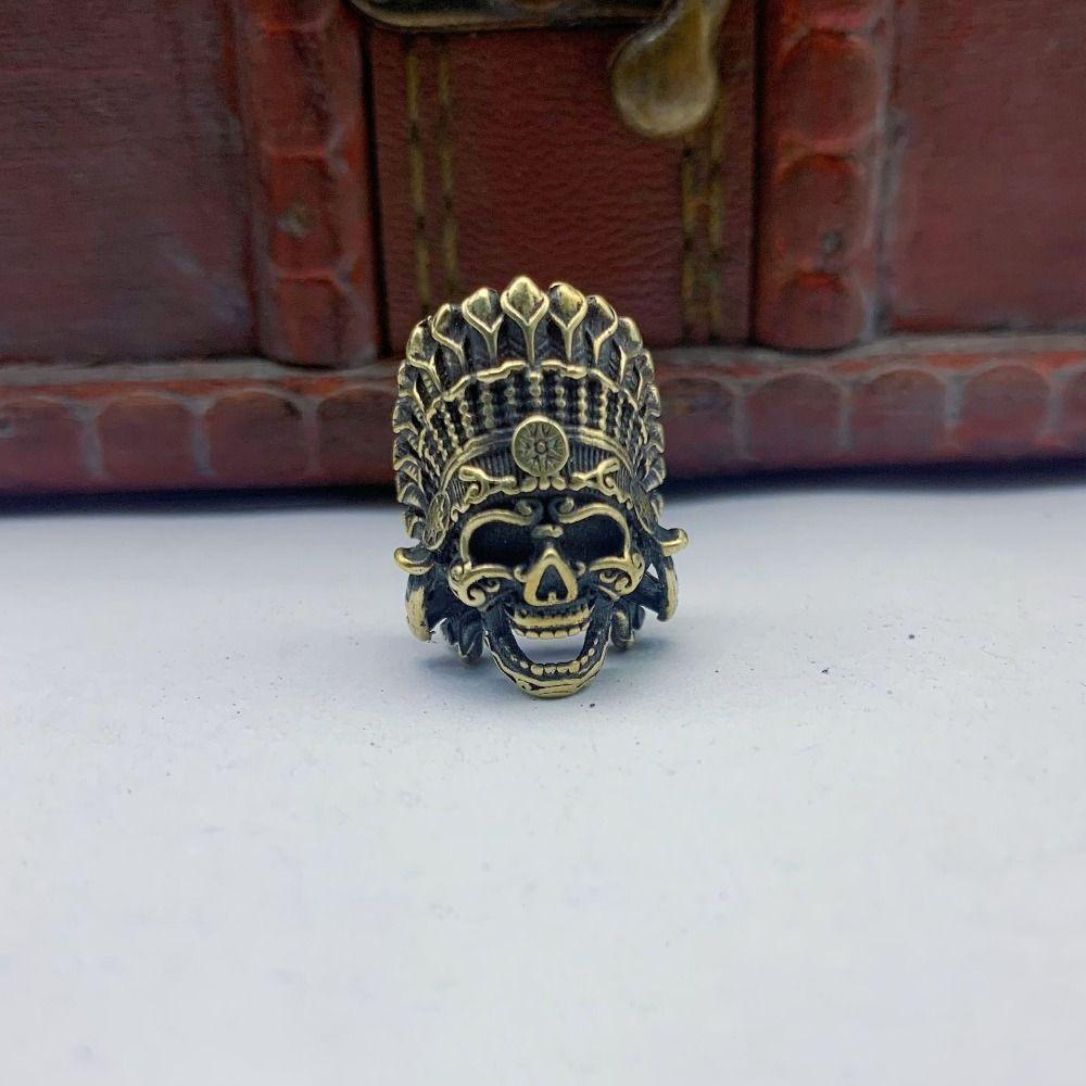 Copper Brass Crown Skull Beads Crown Outdoor Tools Brass EDC Skeleton Pendant EDC Outdoor Tools