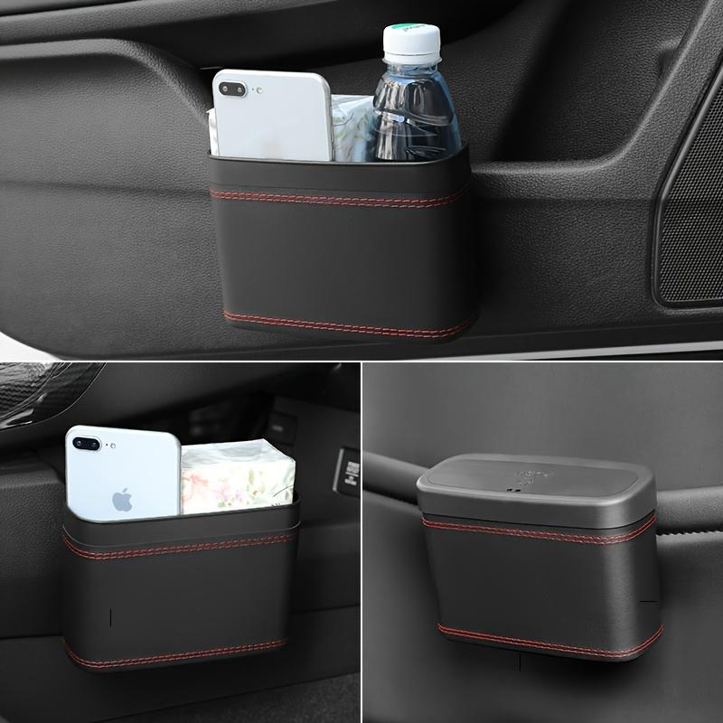 1pc Universal Car Trash Can, Vehicle Trash Bin, Car Seat Back & Door Hanging Storage Box, Multi-Functional Car Accessories, Lidded Car Trash Can, ABS