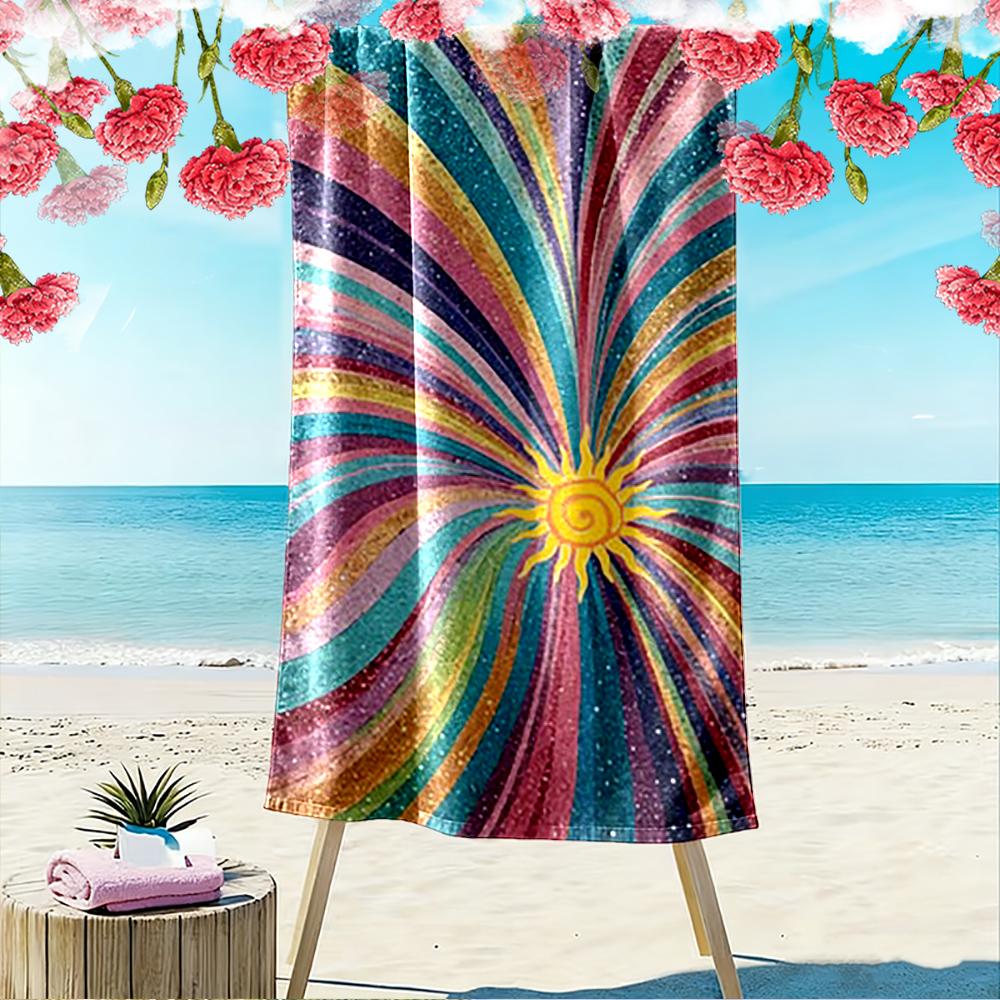 Colorful Sunburst Abstract Art Design Beach towel quick-drying for travel outdoor sports jogging beach and swimming