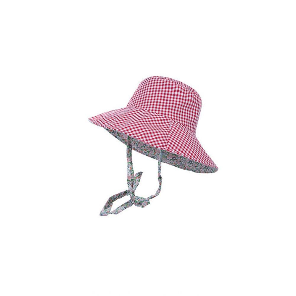Sun Protection Drawstring Sun Hat Floral Heart Printed Bucket Hat Plaid Hiking Cap Mountaineering