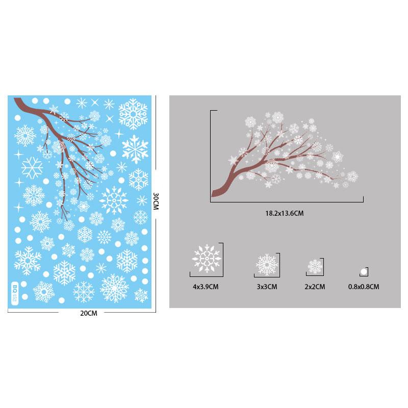 Christmas Winter Snowflake Stickers Santa Claus Xmas Tree Branch Window Glass Sticker Merry Christmas Decor Happy New Year