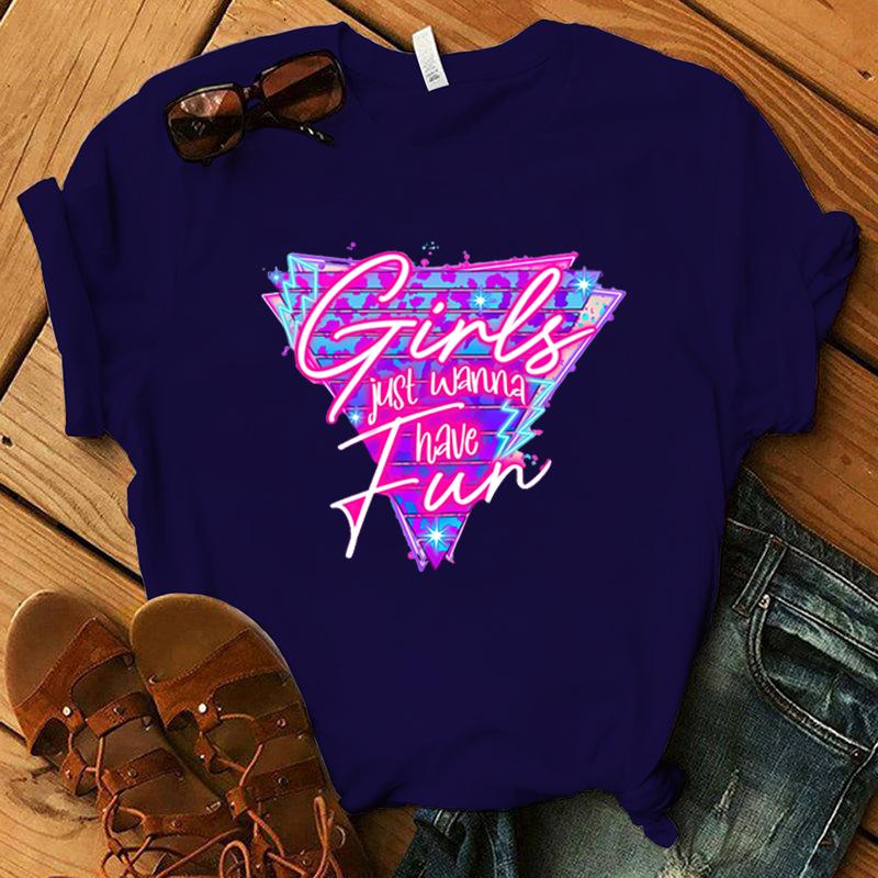 Новые смешные футболки с принтом 'Girls Just Wanna Have Fun', модные женские футболки с коротким рукавом, крутые летние повседневные топы