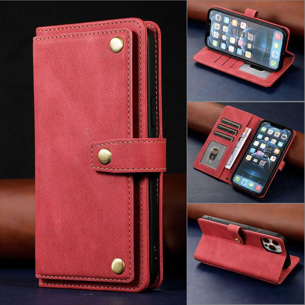 iPhone16 Retro Leather Case for Apple 12 & 14Pro: Flip Phone Protection with Multi-Function Card Slots