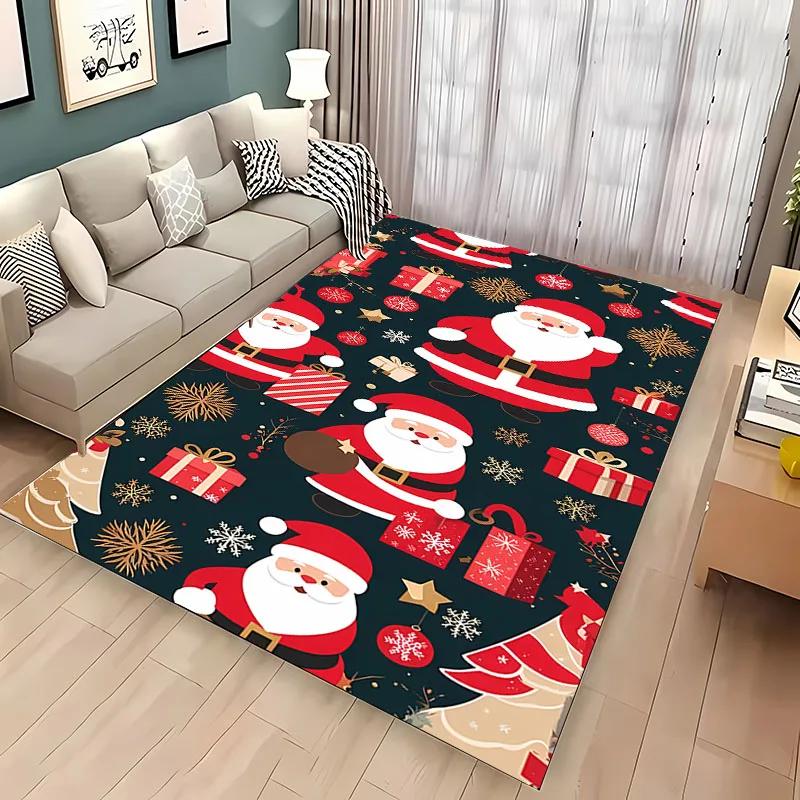 Christmas Theme Soft Carpet, Living Room Bedroom Home Decor Carpet Garden Lawn Carpet Kitchen Kids Bedroom Mat New Year Present