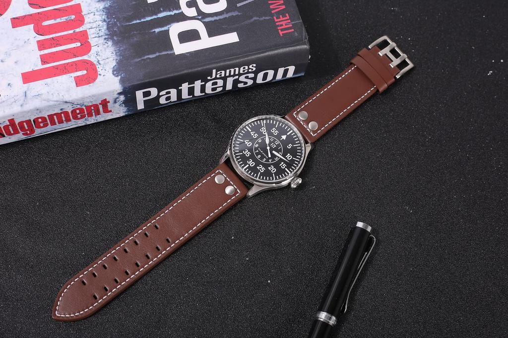 HAMAYOTA Автоматические военные часы с японским мужским часовым механизмом, Пилотские (черный)