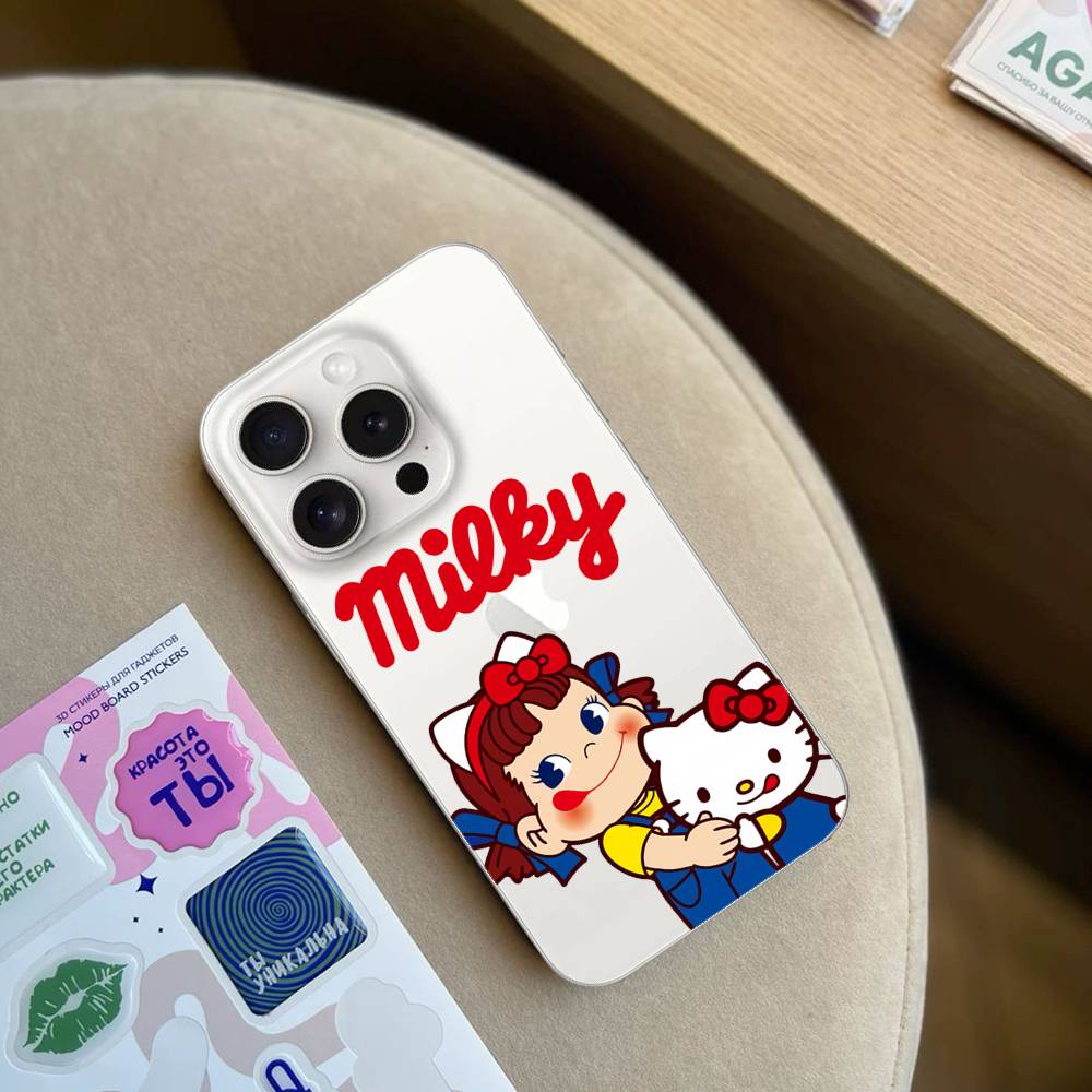 Чехол для телефона Fujiya Milky Peko Chan Для IPhone 17 16 15 11 14 12 13 16 Pro Max X XR XS Max Plus Прозрачный Мягкий Чехол