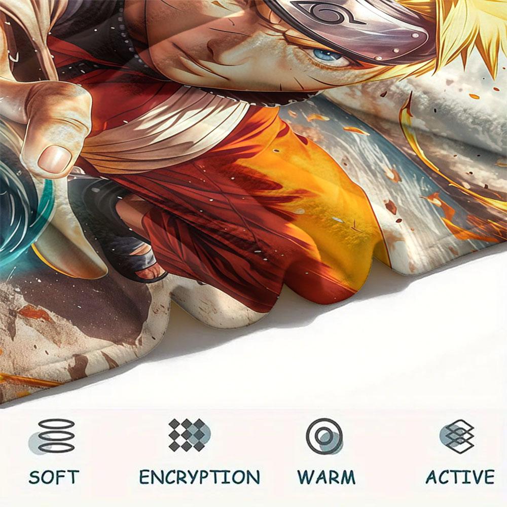 1 шт. Фланелевое одеяло Наруто с принтом молнии, Высокое качество, Удобное для всех сезонов, Декор для дома, Тепло и комфорт, Идеально для рождественских подарков