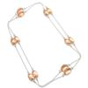Lab Created Morganite Necklace 36" Chain Silver Finish Oval Cut Gemstone Jewelry