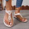 Новое поступление, женские римские сандалии, большие размеры, повседневные, с застежкой-носком, на плоской подошве, нескользящие, пляжные сандалии, шлепанцы, летняя повседневная обувь на маленьком каблуке