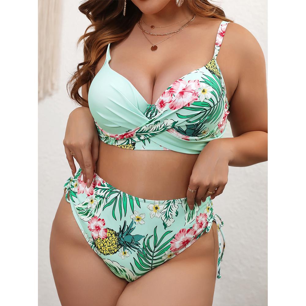 2024 New Style Women's Plus Size Split Bikini with Digital Print and Hard Cup