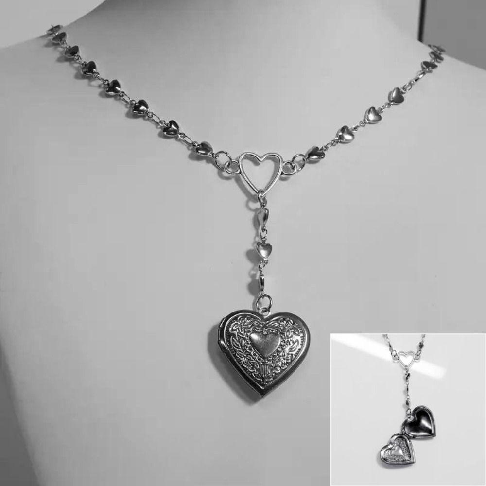 Jewelry Accessories Message Locket Necklace Aesthetics Photo Picture Necklace Heart Necklace