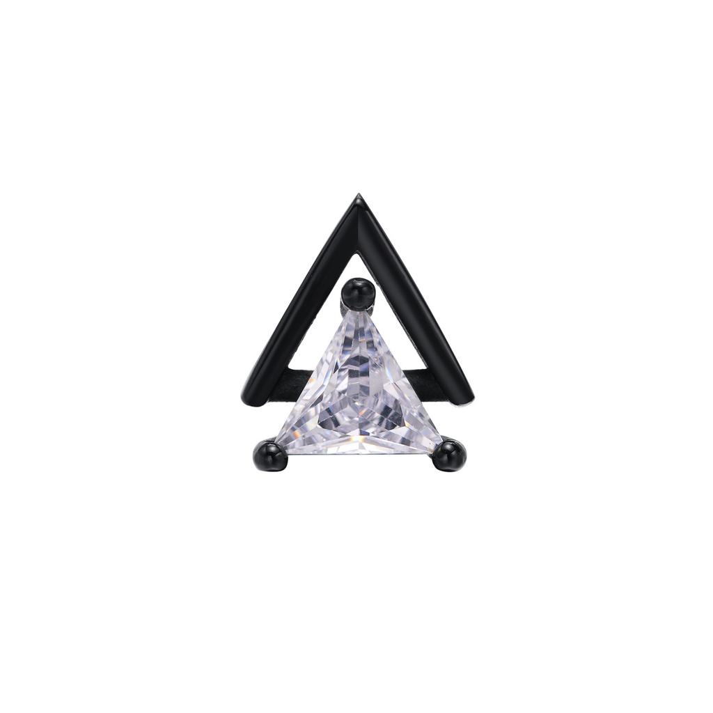 Geometric Triangle Stud Earrings for Men,Stainless Steel Minimalist Cubic Zirconia Earring Gift to Boyfriend Husband Dad Father
