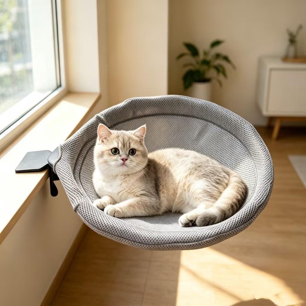 Clamp On Table Cat Hammock Hanging Cat Bed Steel Support Washable Pet Rest Bed