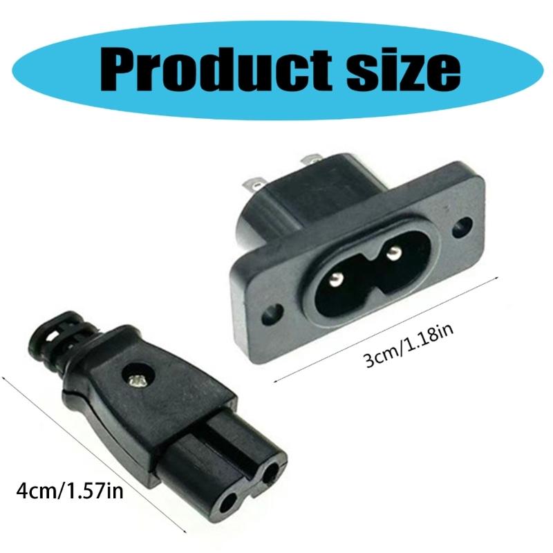 Прочные 8-образные разъемы C8 Адаптер штекера для монтажа на панель для удобного управления питанием AC250V 2.5A 2-контактный штекер