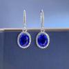 Luoxi Temple S925 Silver Simulated Sapphire Earrings for Women