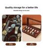 Exquisite Vintage Wood Grain Leather Watch Box with Dustproof Glass Lid for Wristwatch Display and Storage.