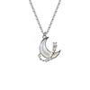 925 sterling silver white fritillary moon necklace women's light luxury Korean version ins high-end design star and moon pendant girlfriend neck chain