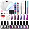 Набор гель-лаков с лампой для ногтей. Набор инструментов для дизайна ногтей. 6 чистых цветов. Набор блестящих гель-лаков и пилочка для ногтей.