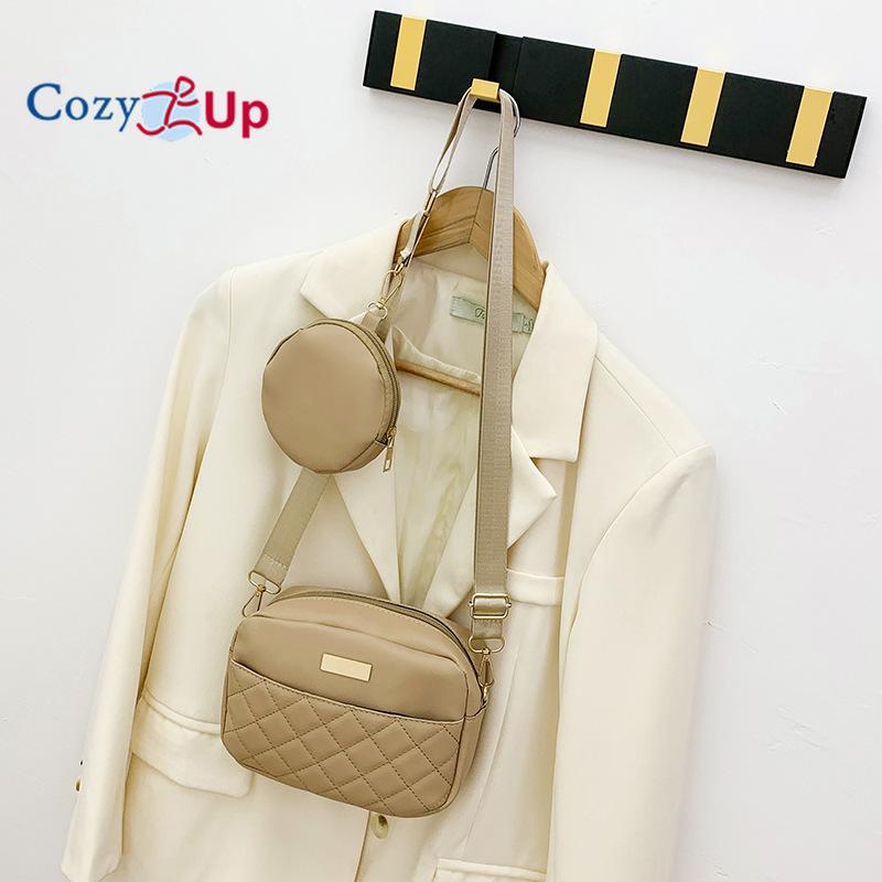 Дорожная сумка через плечо Cozy Up Xiaoxiangfeng из двух частей с ромбовидной сеткой