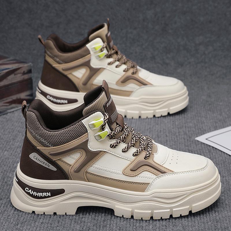 High-top Shoes Men's Autumn and Winter Trend Thick-soled Non-slip Work Martin Boots Medium-top Sports and Leisure Men's Shoes