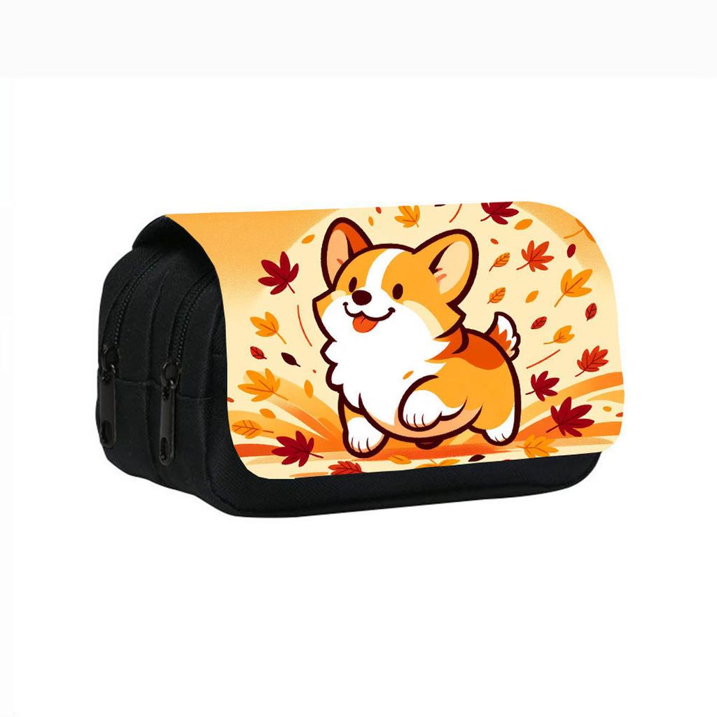 Милый пенал с принтом щенков, двухслойный, для учеников средней школы и детей