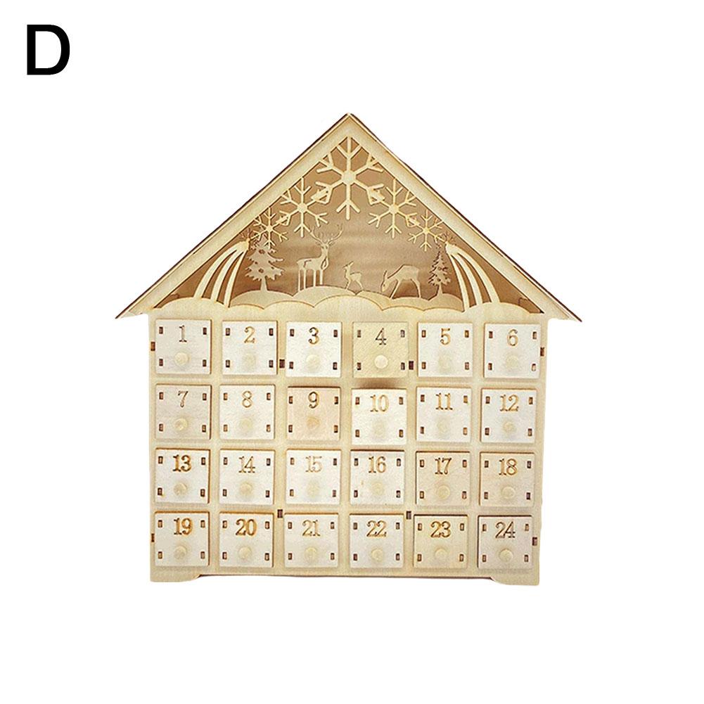 Рождественский светодиодный деревянный адвент-календарь с 24 ящиками, 24-дневное адвент-световое украшение, праздничный календарь обратного отсчета, сделай сам, Рождество, B0X2